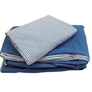 Ikea 365 Risp Duvet Cover Set Blue White Grid Geometric Pattern 60x80" 80s Style